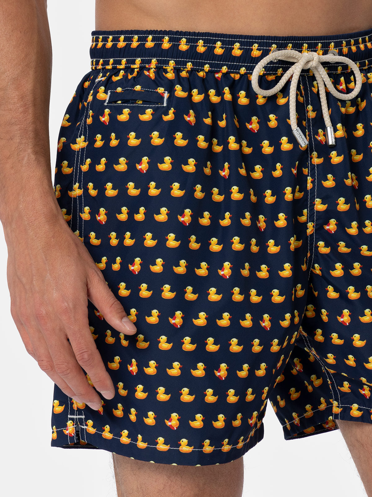 Man lightweight fabric swim-shorts Lighting Micro Fantasy with ducky print - MC2 Saint Barth