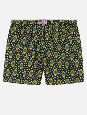 Bañador de tejido ligero Lighting con estampado de relojes 
