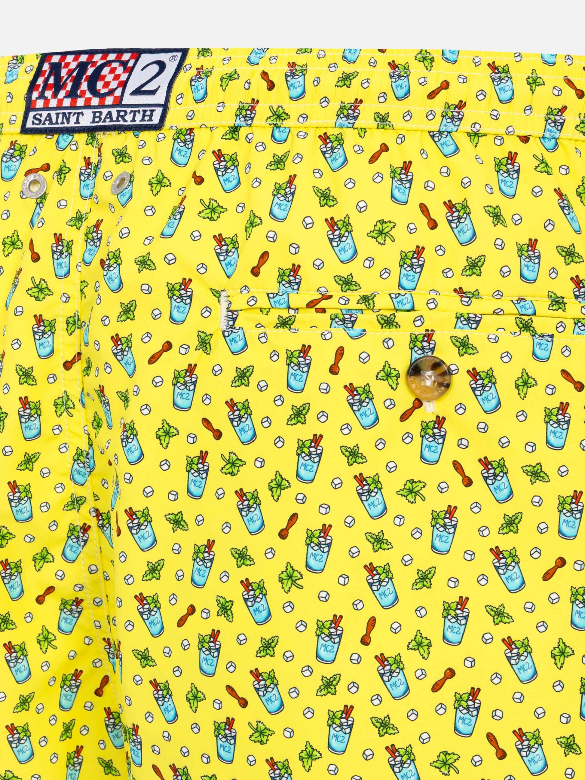 Lightweight fabric swim shorts Lighting with mojito print - MC2 Saint Barth