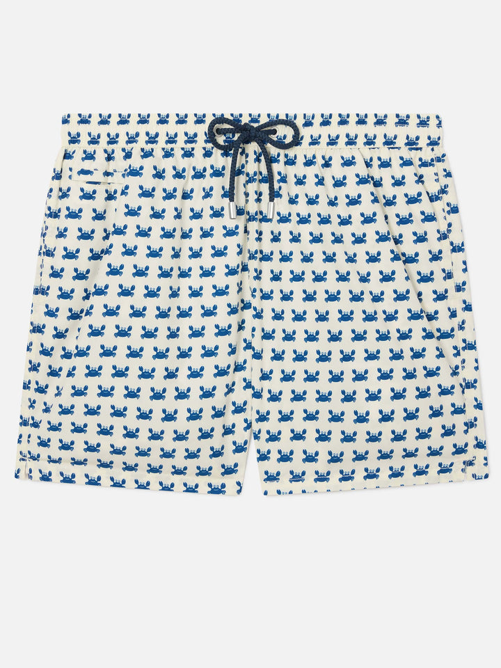 White Lighting Micro swim shorts with crab all-over print