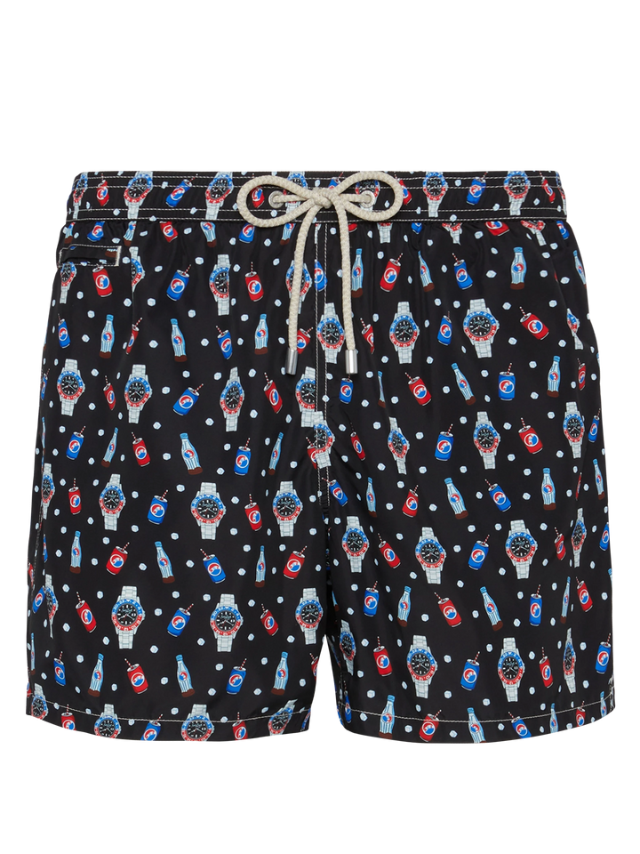 Lightweight fabric swim shorts Lighting with watch print - MC2 Saint Barth