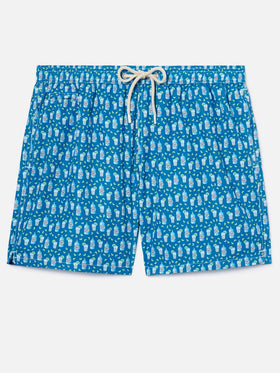 Light blue Lighting Micro swim shorts with cocktail print