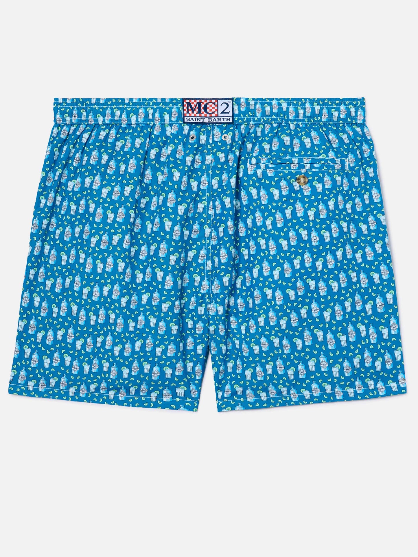 Light blue Lighting Micro swim shorts with cocktail print
