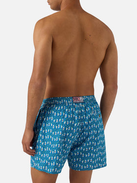 Light blue Lighting Micro swim shorts with cocktail print