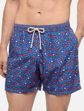 Badehose Lighting aus leichtem Stoff mit Hummer-Print 