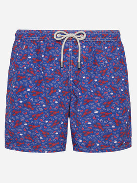 Badehose Lighting aus leichtem Stoff mit Hummer-Print 