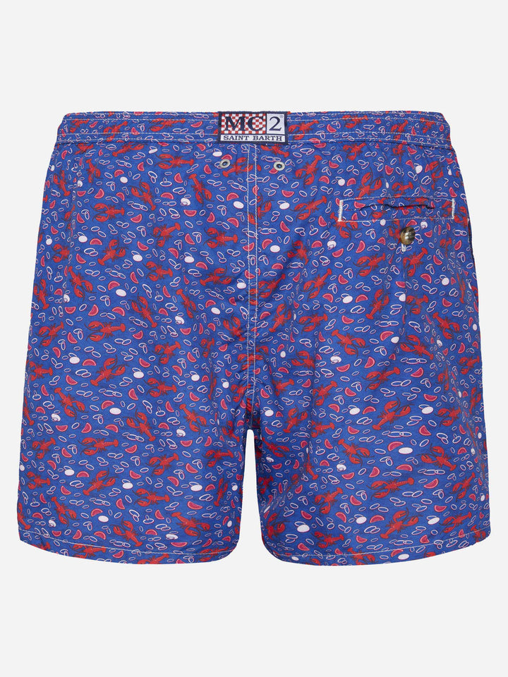 Badehose Lighting aus leichtem Stoff mit Hummer-Print 