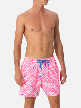 Man lightweight fabric swim-shorts Lighting Micro Fantasy with palms print - MC2 Saint Barth