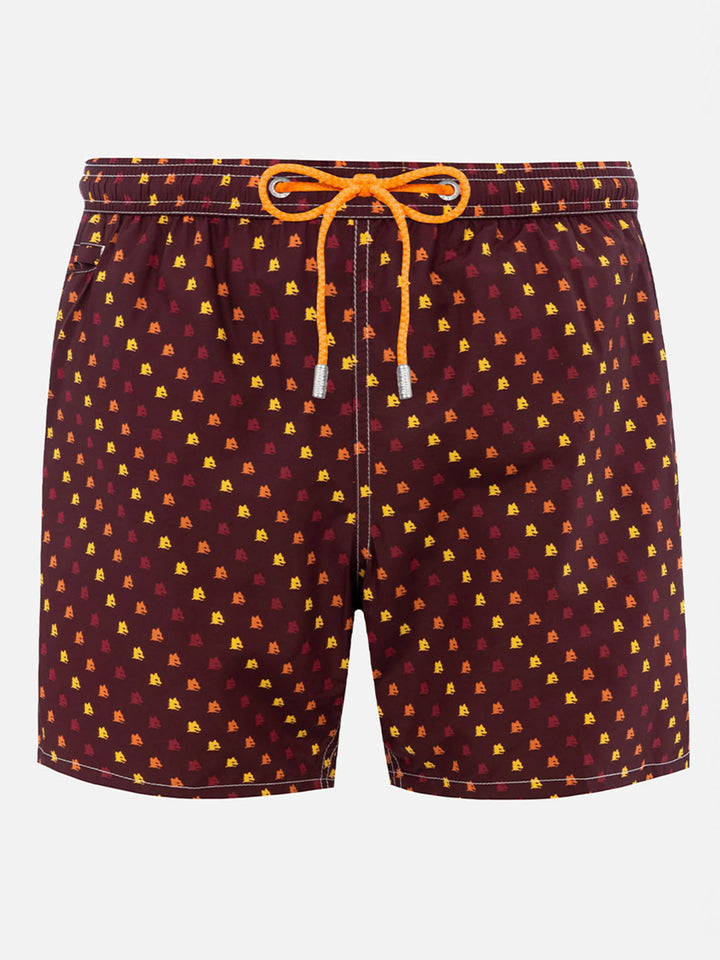 Lightweight fabric swim-shorts Lighting with Roma print | AS ROMA SPECIAL EDITION