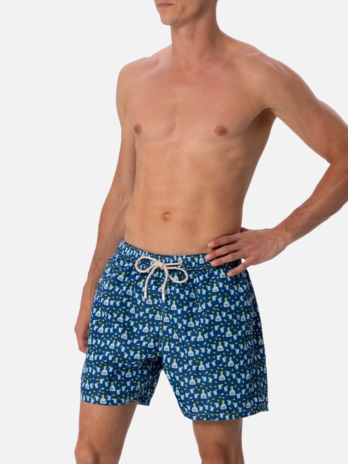 Man lightweight fabric swim-shorts Lighting Micro Fantasy with Tequila print - MC2 Saint Barth