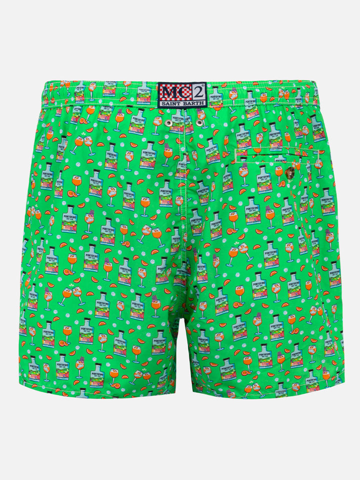 Man light fabric swim shorts with Gin print | PORTOFINO DRY GIN SPECIAL EDITION - MC2 Saint Barth
