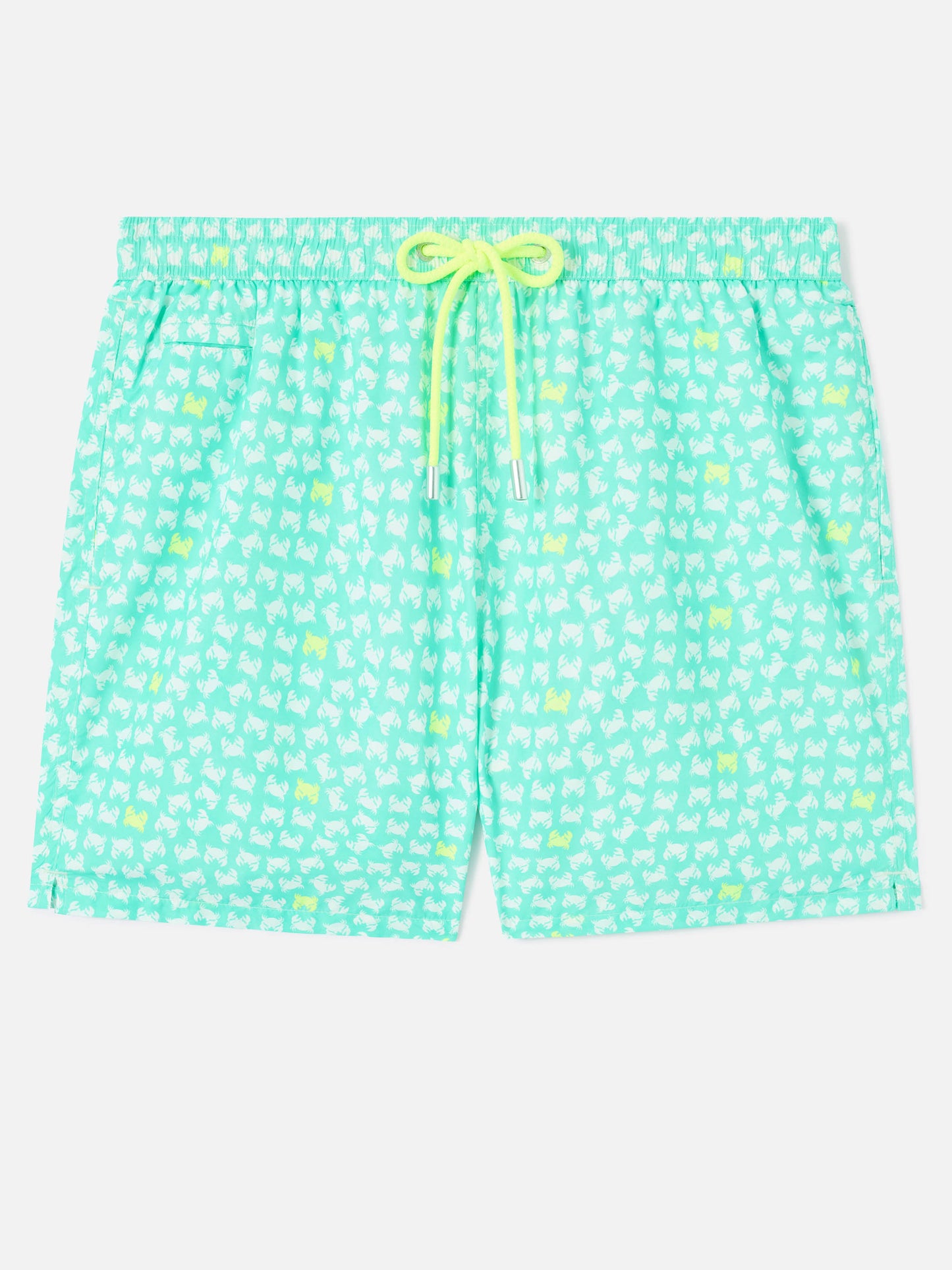 Lighting yellow crab print swim shorts