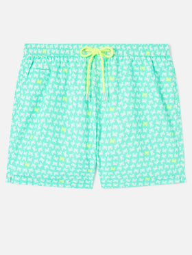 Lighting yellow crab print swim shorts