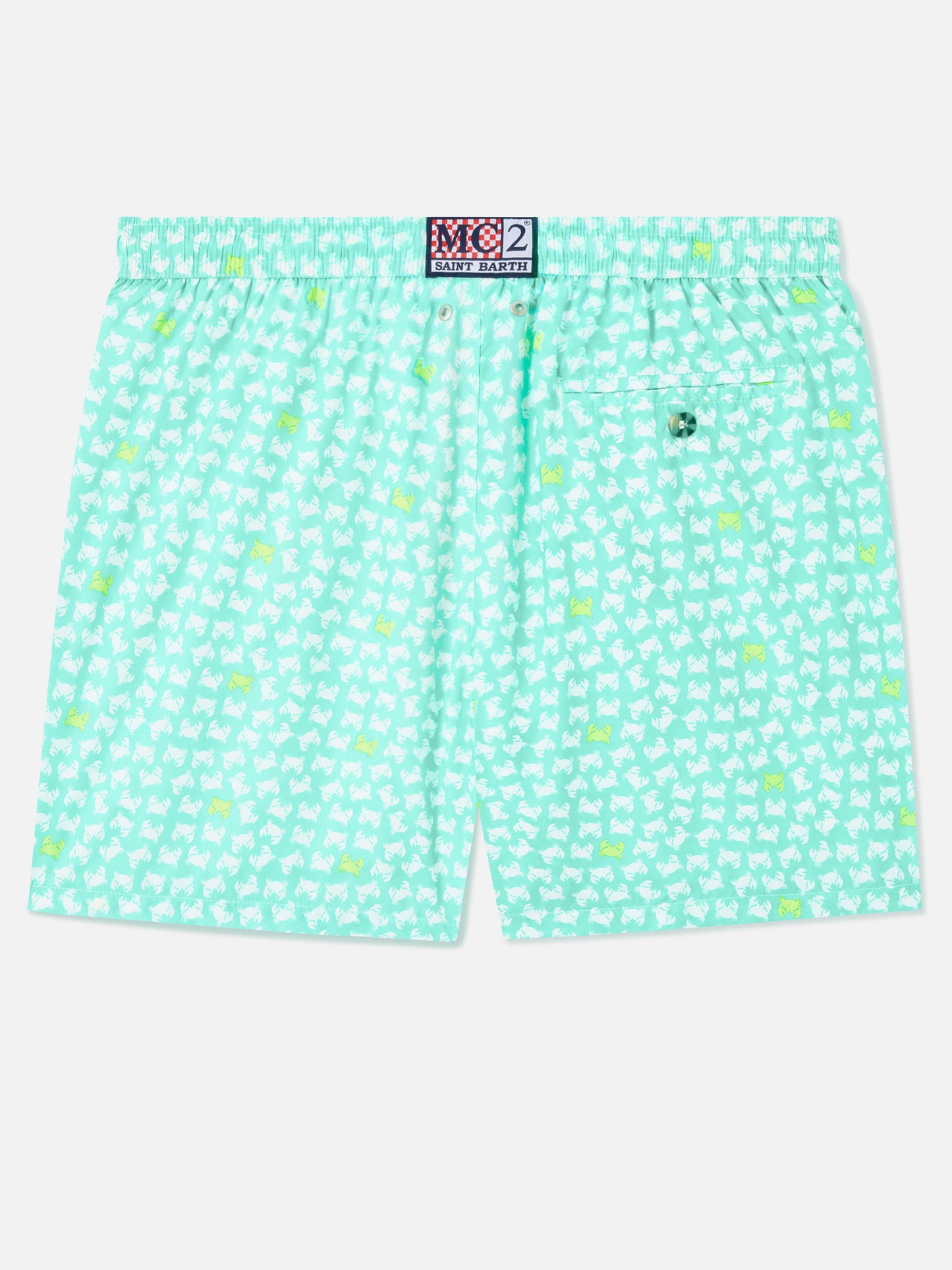 Lighting yellow crab print swim shorts