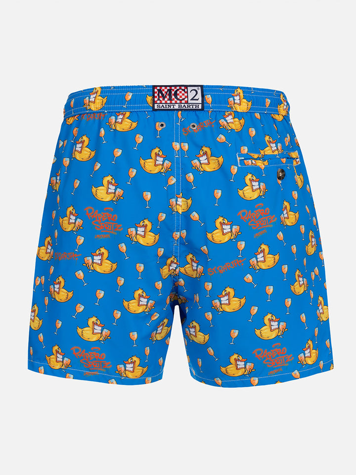 Man lightweight fabric swim-shorts Lighting Micro Fantasy with ducky Cryptopuppets print | CRYPTOPUPPETS SPECIAL EDITION - MC2 Saint Barth