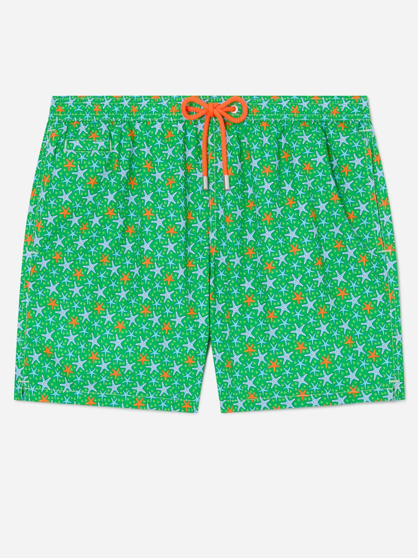 Herren-Badeshorts aus leichtem Stoff mit mehrfarbigem Seestern-Print
