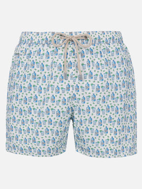 Herren-Badeshorts aus leichtem Stoff Lighting Micro Fantasy mit Gin-Tonic-Aufdruck