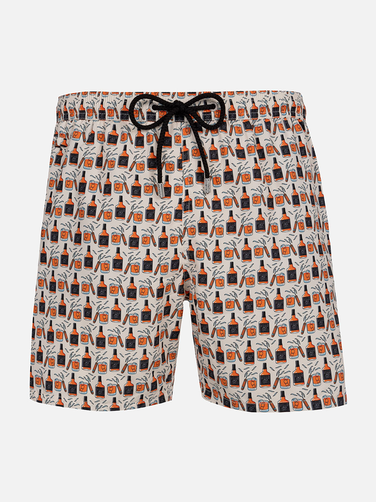 Man lightweight fabric swim-shorts Lighting Micro Fantasy with whisky and cigars print - MC2 Saint Barth