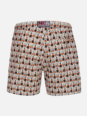 Man lightweight fabric swim-shorts Lighting Micro Fantasy with whisky and cigars print - MC2 Saint Barth