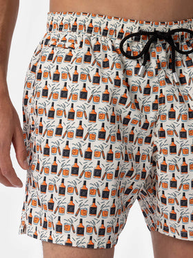 Man lightweight fabric swim-shorts Lighting Micro Fantasy with whisky and cigars print - MC2 Saint Barth