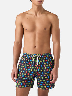 Badehose aus leichtem Stoff mit Würfelmuster