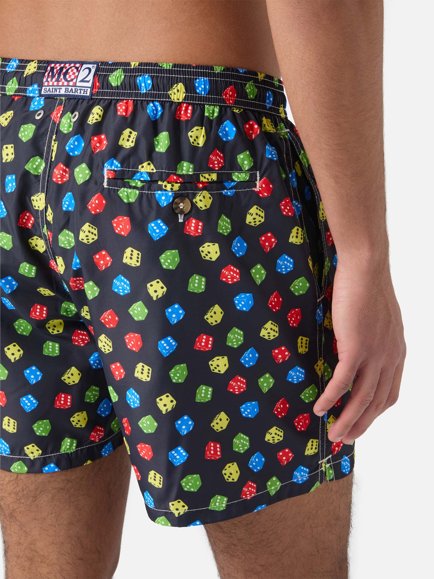 Badehose aus leichtem Stoff mit Würfelmuster