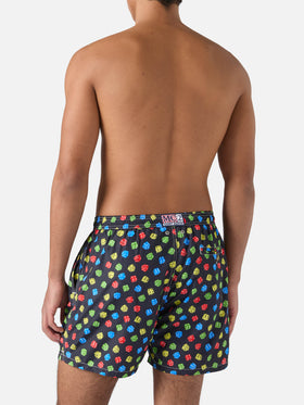 Lightweight fabric swim shorts Lighting with dice print