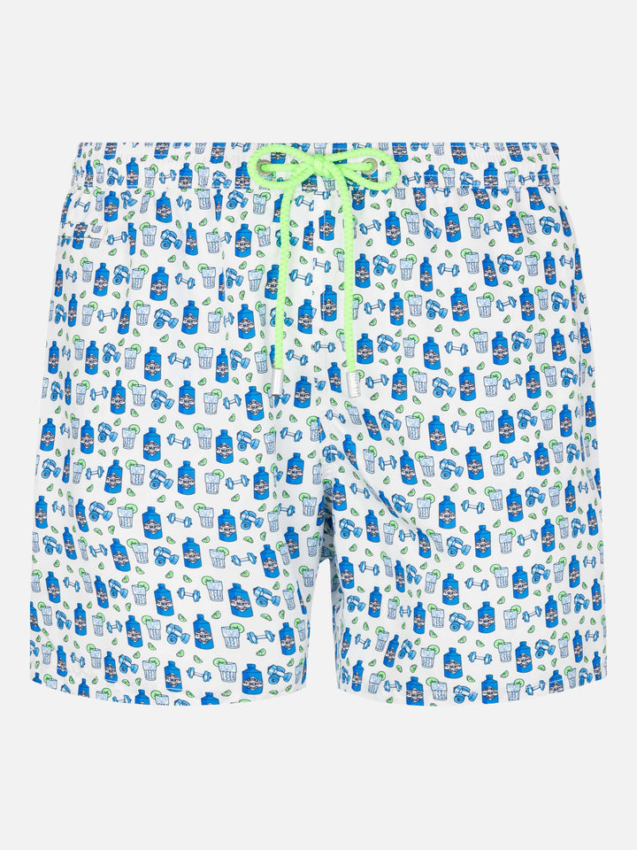 Lightweight fabric swim shorts Lighting with gin gym print - MC2 Saint Barth