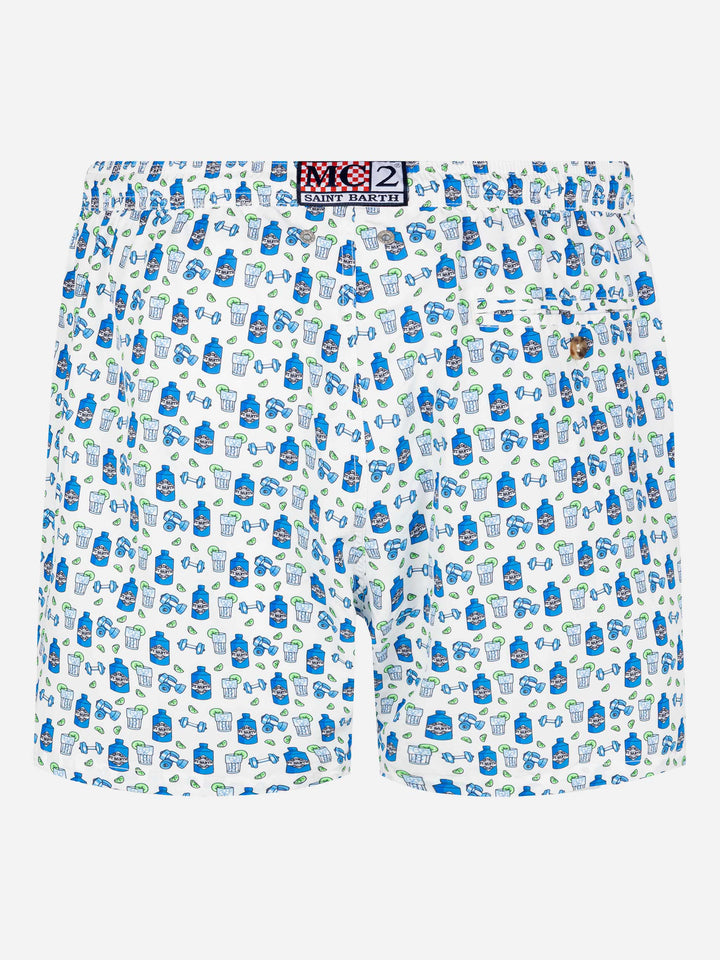 Lightweight fabric swim shorts Lighting with gin gym print - MC2 Saint Barth