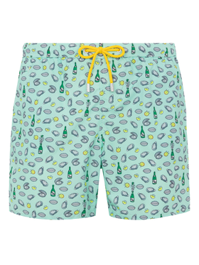 Lightweight fabric swim shorts Lighting with oyster and bottle print - MC2 Saint Barth