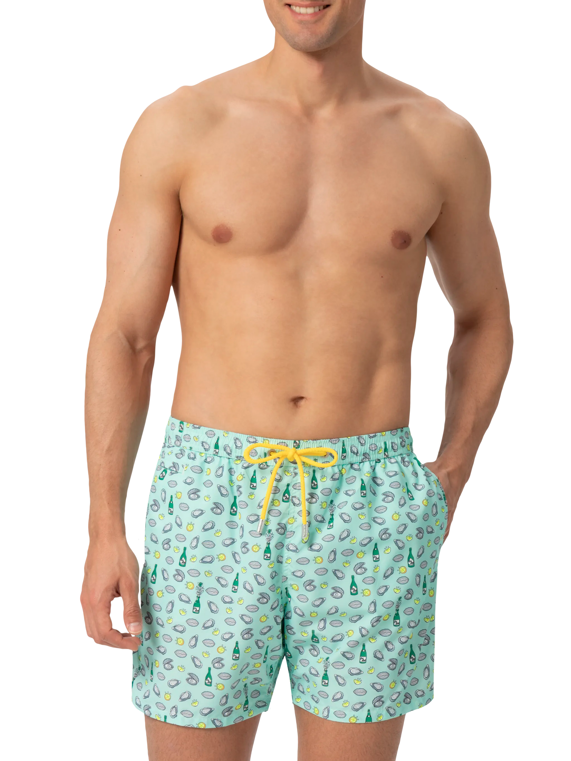 Lightweight fabric swim shorts Lighting with oyster and bottle print - MC2 Saint Barth