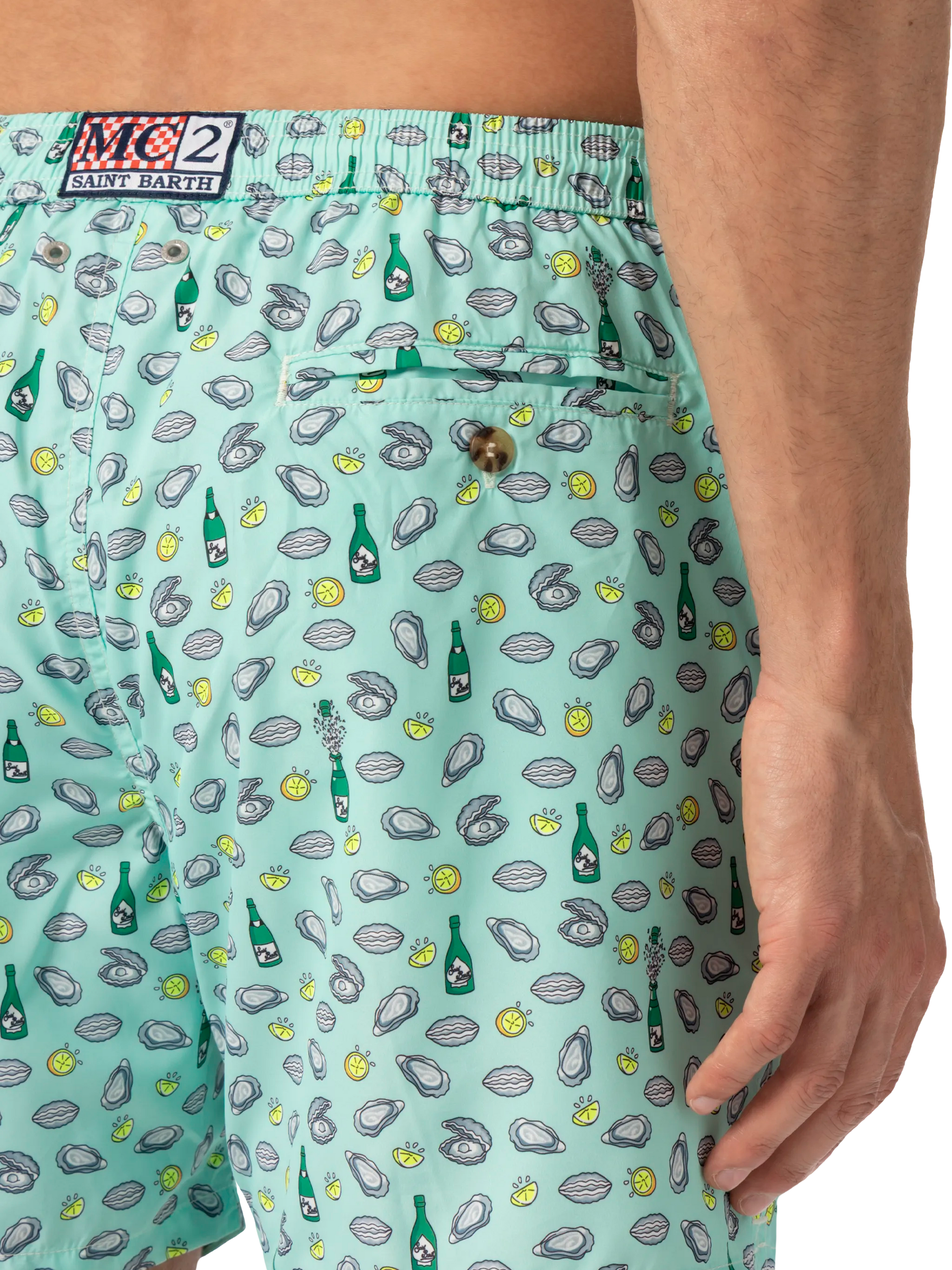 Lightweight fabric swim shorts Lighting with oyster and bottle print - MC2 Saint Barth