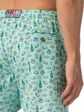 Lightweight fabric swim shorts Lighting with oyster and bottle print - MC2 Saint Barth