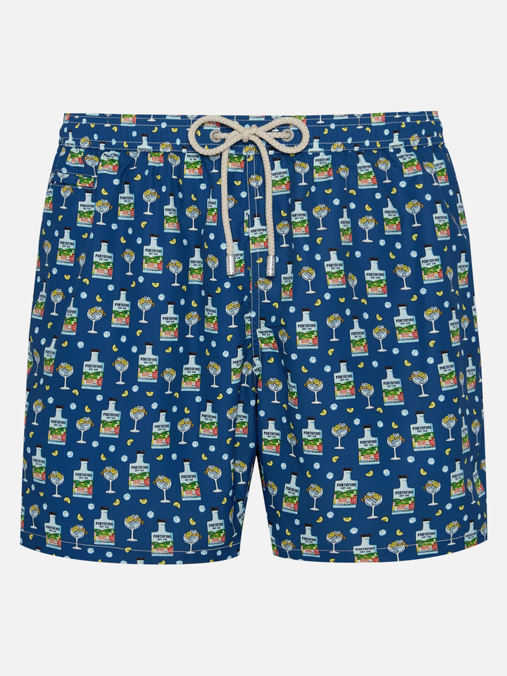 Lightweight fabric swim shorts Lighting with Portofino Gin print | PORTOFINO GIN SPECIAL EDITION