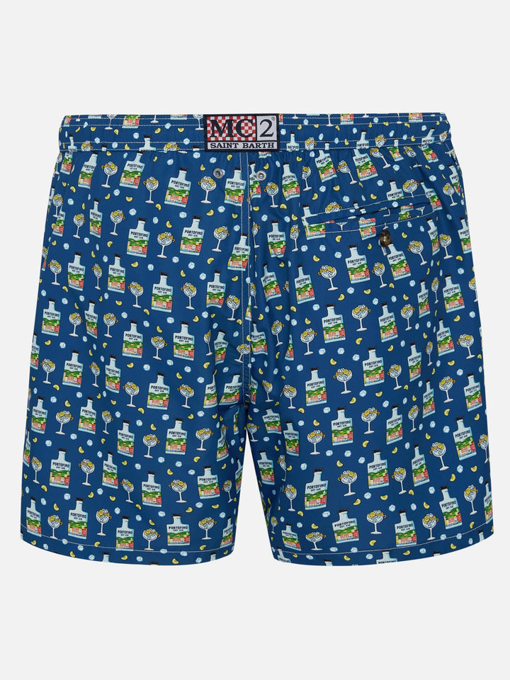 Lightweight fabric swim shorts Lighting with Portofino Gin print | PORTOFINO GIN SPECIAL EDITION