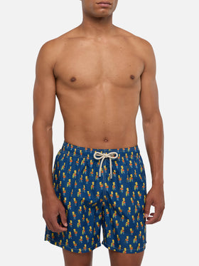 Herren-Badeshorts aus leichtem Stoff mit Skater-Bart-Aufdruck | DIE SIMPSONS-SONDERAUSGABE