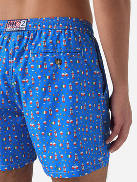 Lightweight fabric swim shorts Lighting with wine print