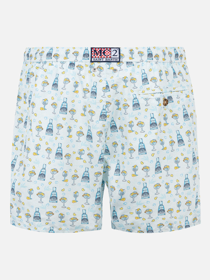 Man light fabric swim shorts with gin print | GIN MARE SPECIAL EDITION - MC2 Saint Barth