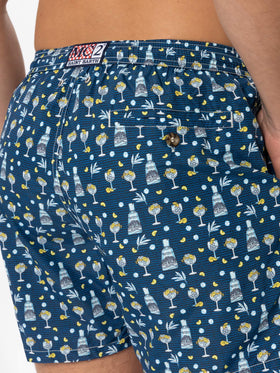 Man light fabric swim shorts with gin Mare all over print | GIN MARE SPECIAL EDITION - MC2 Saint Barth
