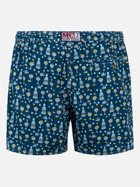 Man light fabric swim shorts with gin Mare all over print | GIN MARE SPECIAL EDITION - MC2 Saint Barth
