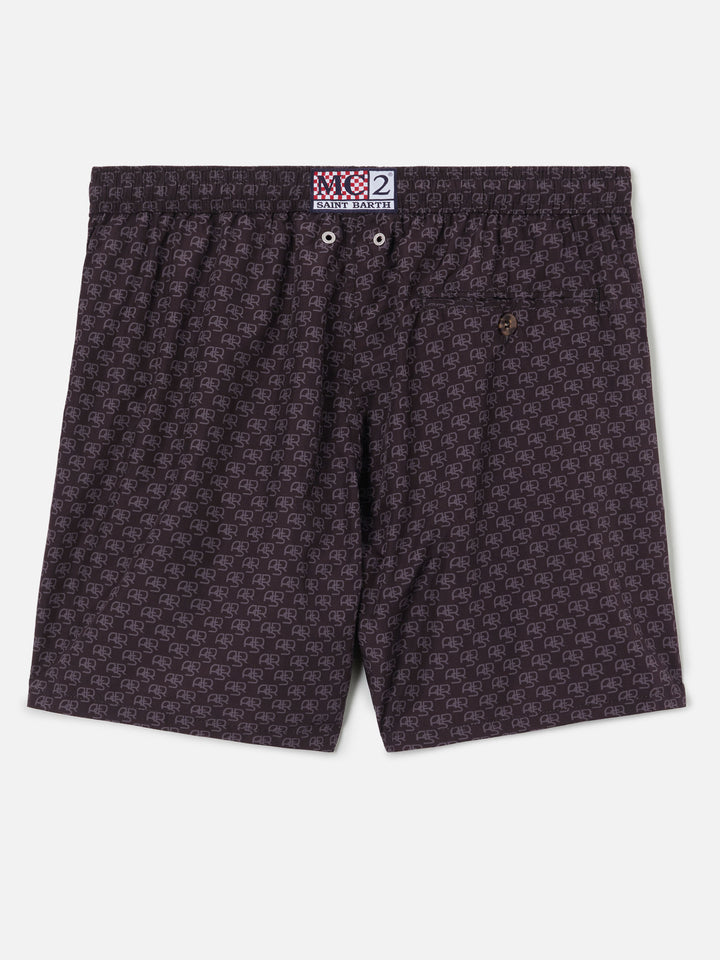 Lightweight fabric swim-shorts Lighting with Roma print | AS ROMA SPECIAL EDITION