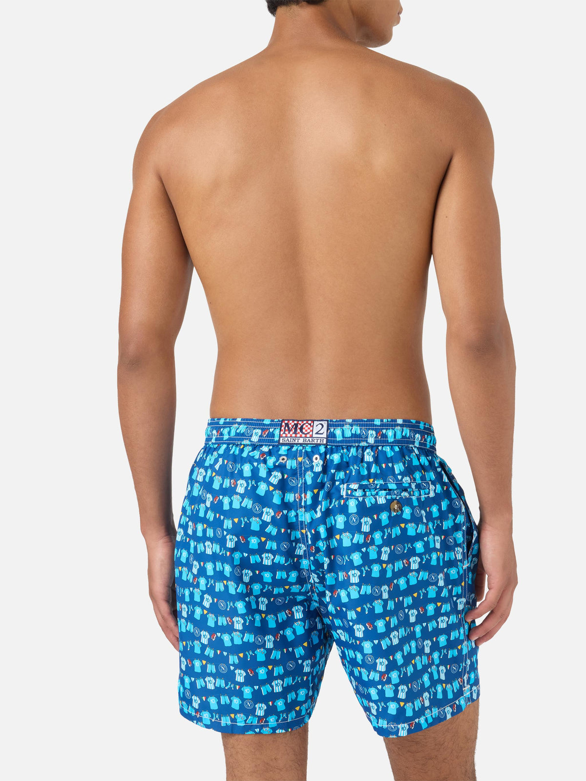 Marineblaue Lighting Micro Fantasy Badeshorts mit SSC Napoli Balconi-Print | SSC NAPOLI SPECIAL EDITION 
