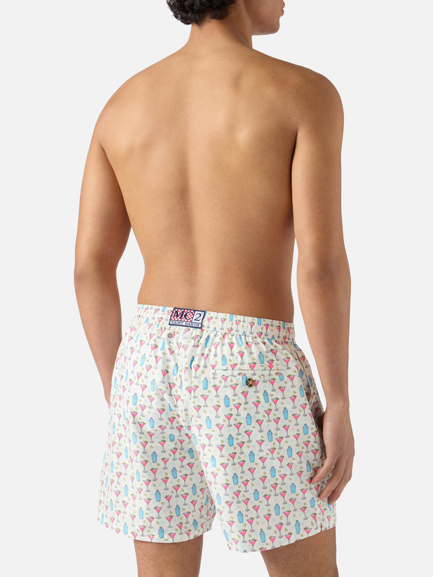 White Lighting Micro swim shorts with cosmo all-over print
