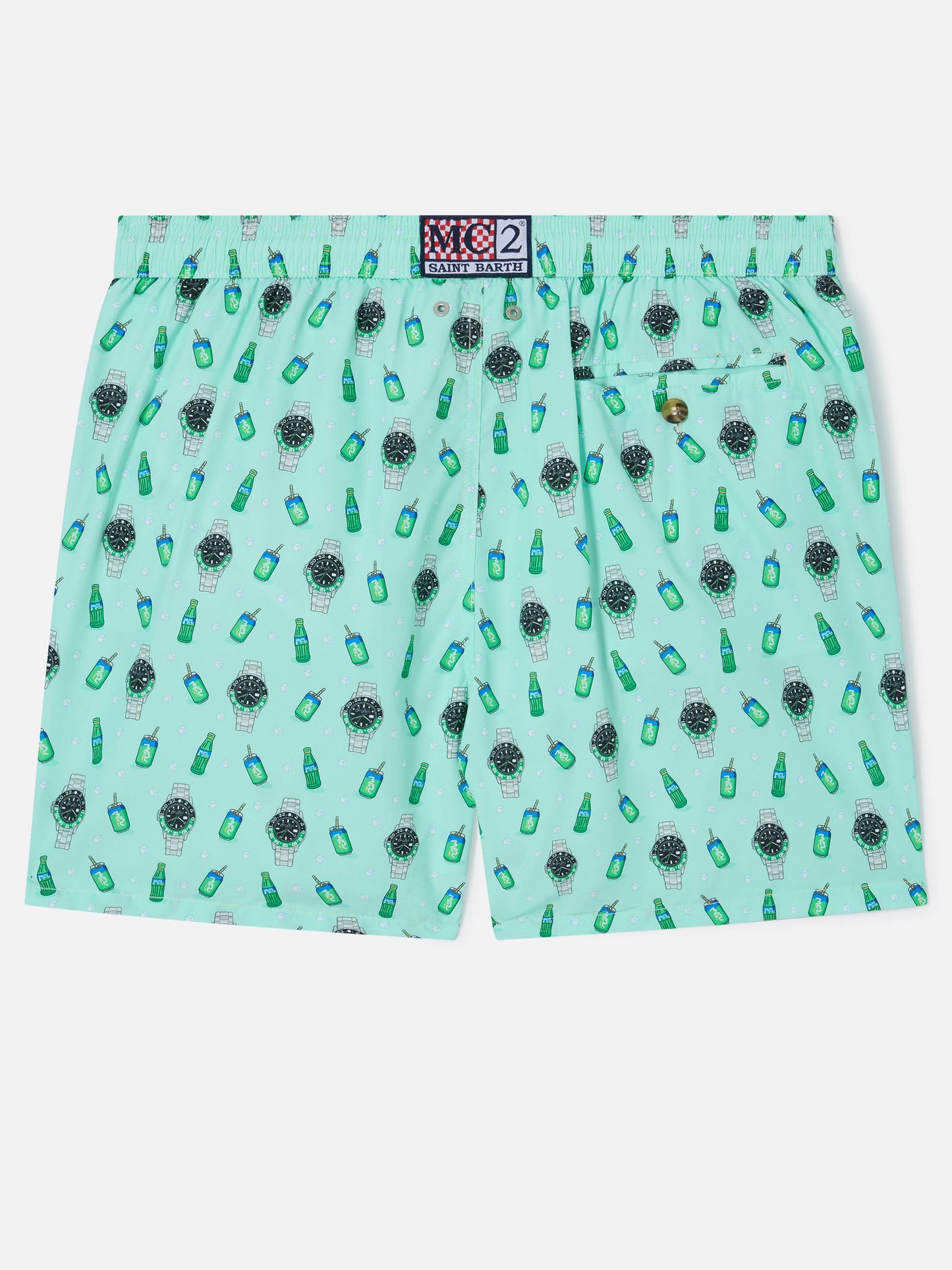 Mint green Lighting Micro swim shorts with left watch print