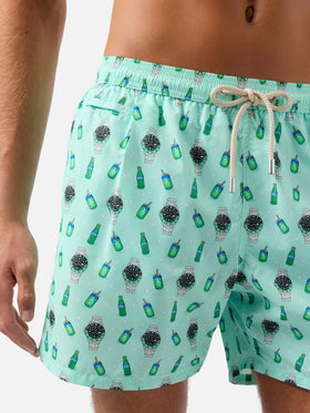 Mint green Lighting Micro swim shorts with left watch print
