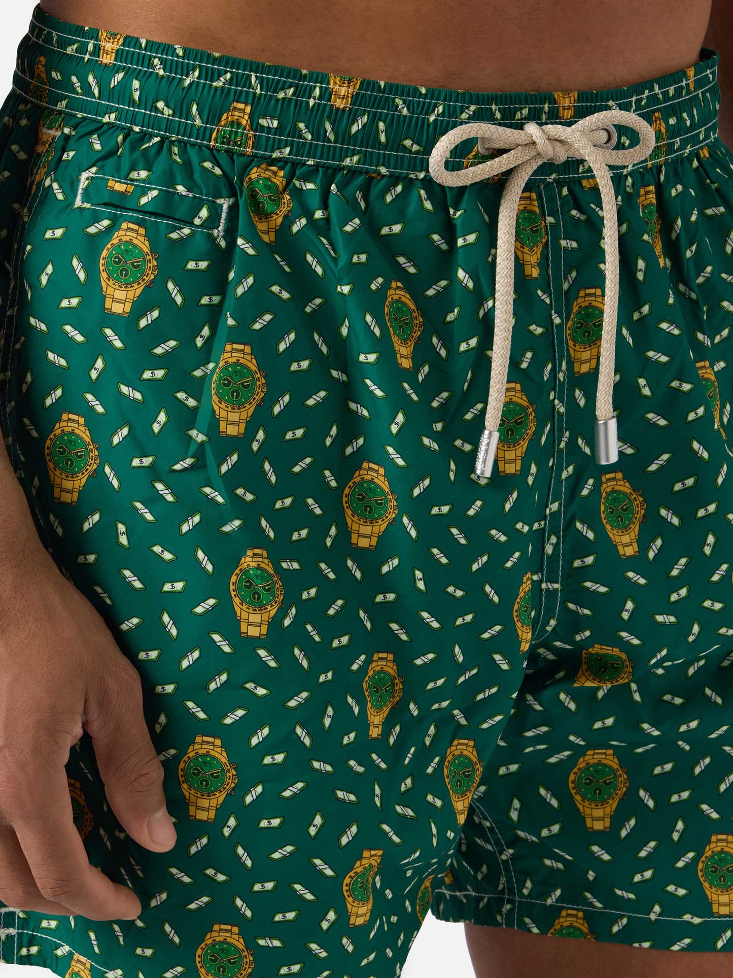 Green Lighting Micro swim shorts with rich mayer all-over print