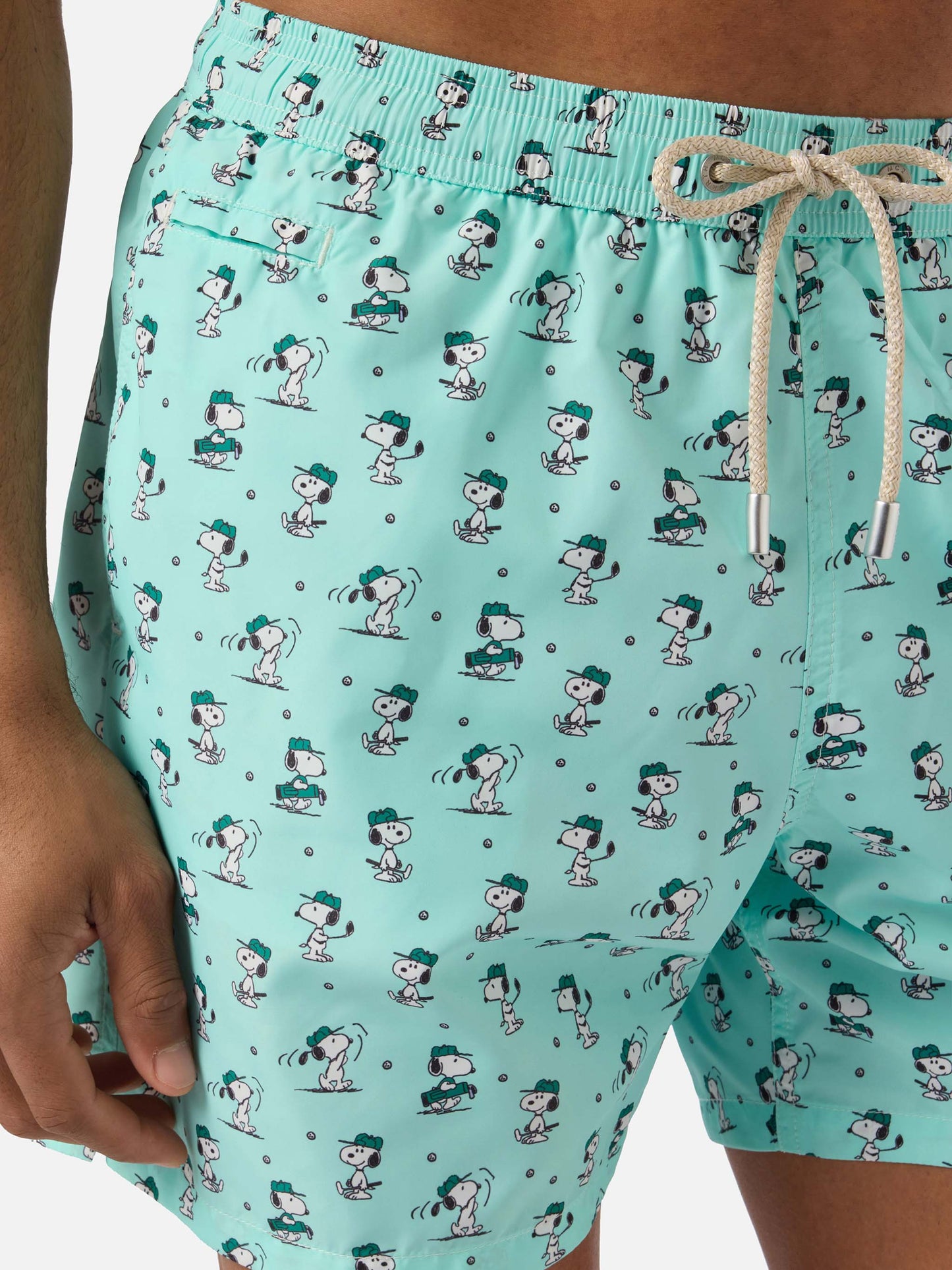 Short de bain Micro Light green Lighting avec imprimé Snoopy golf | Special Edition 