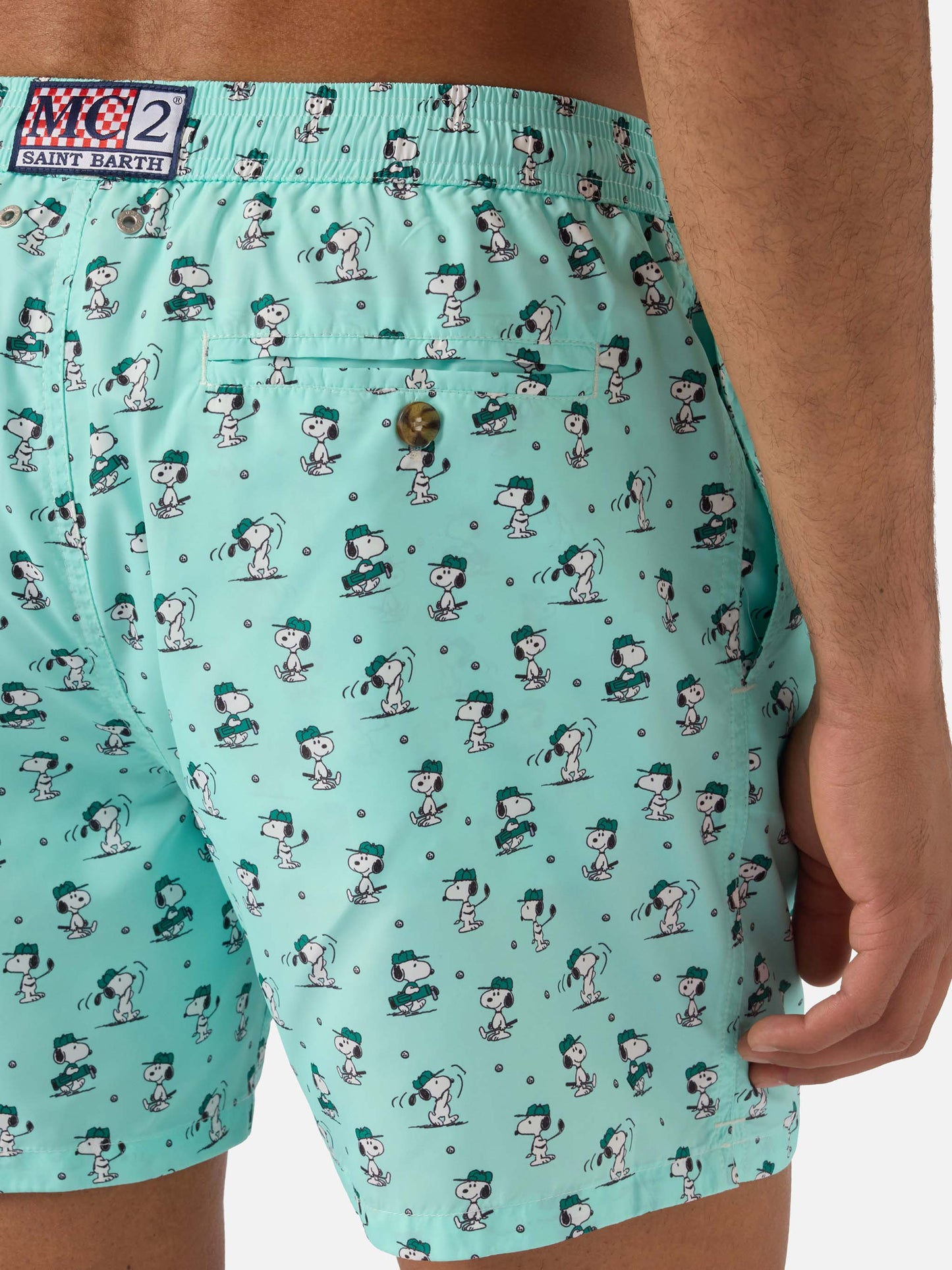 Short de bain Micro Light green Lighting avec imprimé Snoopy golf | Special Edition 