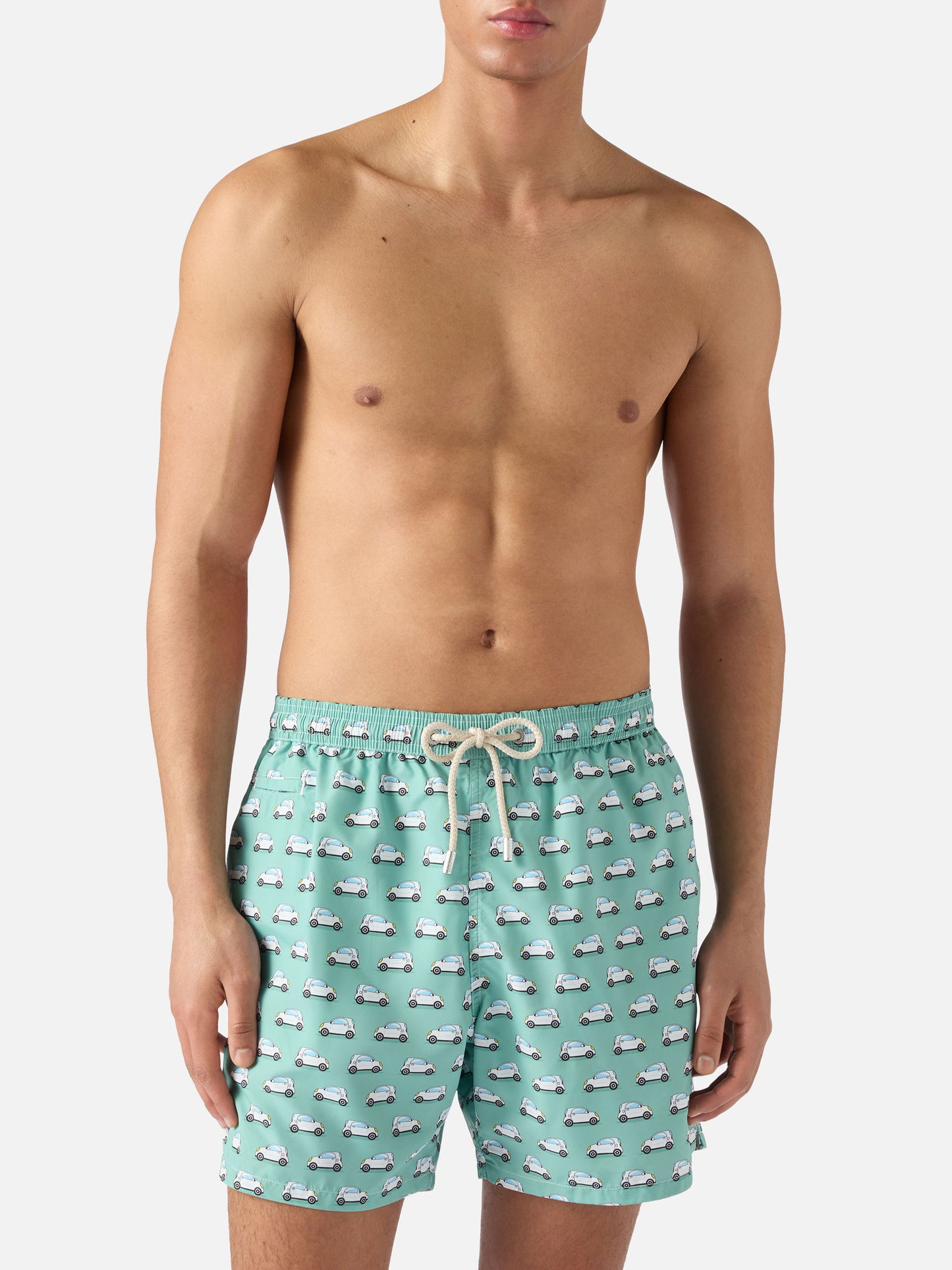 Light green Lighting Micro swim shorts with mini cars print