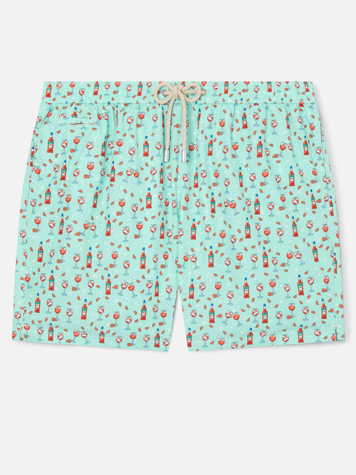 Light green Lighting Micro swim shorts with Aperol print | Special Edition